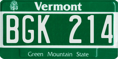 VT license plate BGK214