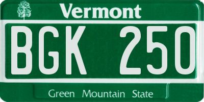 VT license plate BGK250