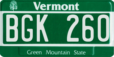 VT license plate BGK260