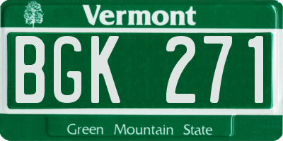 VT license plate BGK271