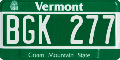VT license plate BGK277