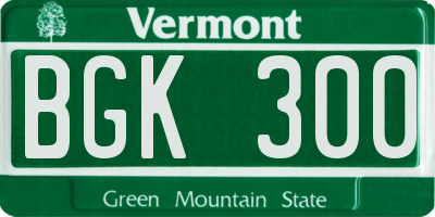 VT license plate BGK300