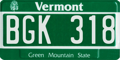 VT license plate BGK318