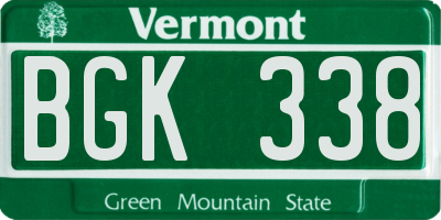 VT license plate BGK338