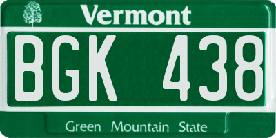 VT license plate BGK438