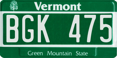 VT license plate BGK475