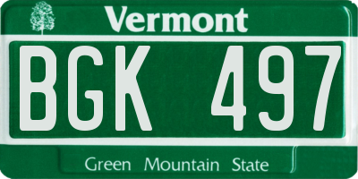 VT license plate BGK497