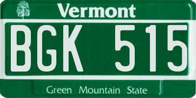 VT license plate BGK515