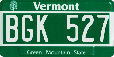 VT license plate BGK527