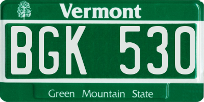VT license plate BGK530
