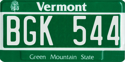 VT license plate BGK544