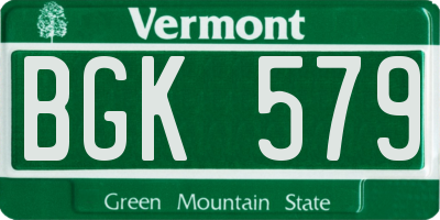 VT license plate BGK579