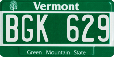 VT license plate BGK629