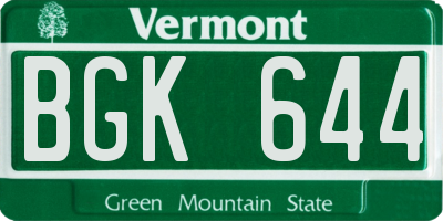 VT license plate BGK644