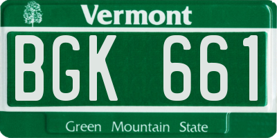 VT license plate BGK661
