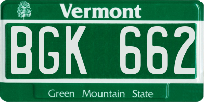VT license plate BGK662