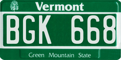 VT license plate BGK668