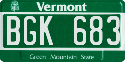 VT license plate BGK683