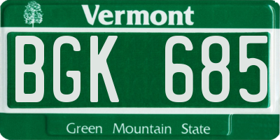 VT license plate BGK685