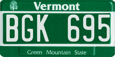 VT license plate BGK695