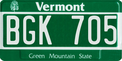 VT license plate BGK705