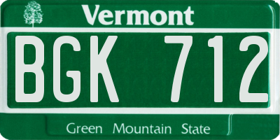 VT license plate BGK712