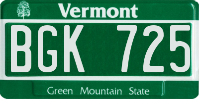 VT license plate BGK725