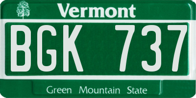 VT license plate BGK737