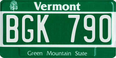VT license plate BGK790