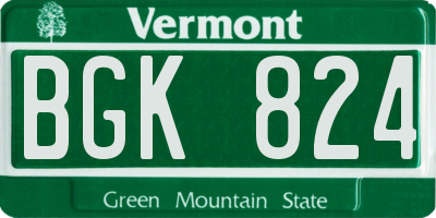 VT license plate BGK824