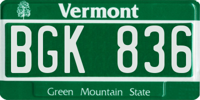 VT license plate BGK836