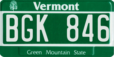 VT license plate BGK846