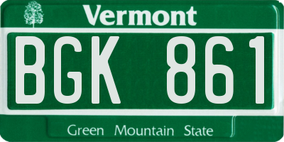 VT license plate BGK861