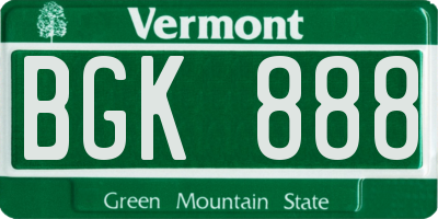 VT license plate BGK888