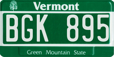 VT license plate BGK895