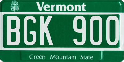 VT license plate BGK900