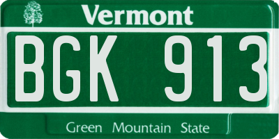 VT license plate BGK913