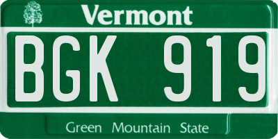 VT license plate BGK919