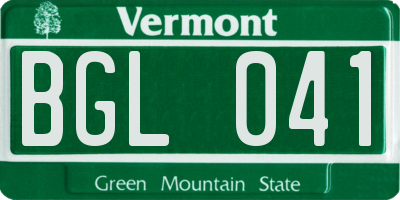 VT license plate BGL041