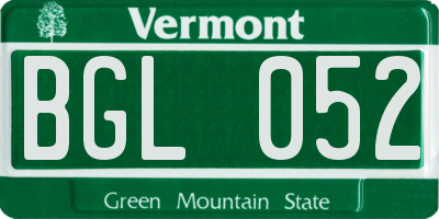 VT license plate BGL052