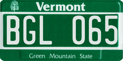VT license plate BGL065