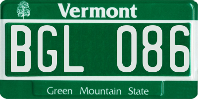 VT license plate BGL086