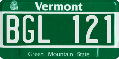 VT license plate BGL121