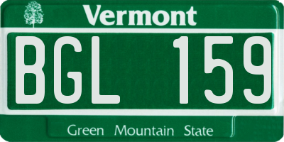 VT license plate BGL159