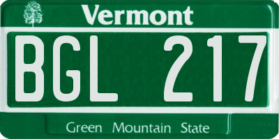 VT license plate BGL217