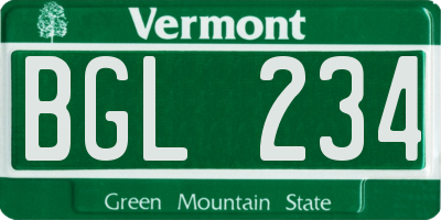 VT license plate BGL234