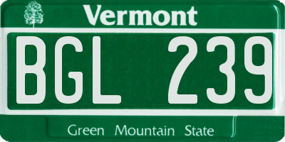 VT license plate BGL239
