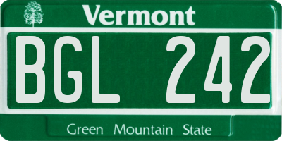 VT license plate BGL242
