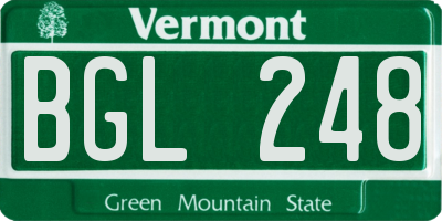 VT license plate BGL248