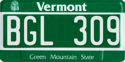 VT license plate BGL309